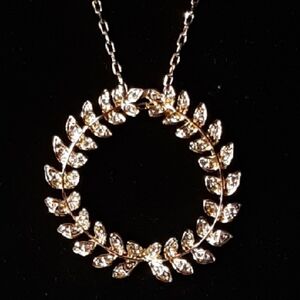 Roberto By RFM Gold & Crystal Laurel Wreath Pendant Necklace & Matching Earrings